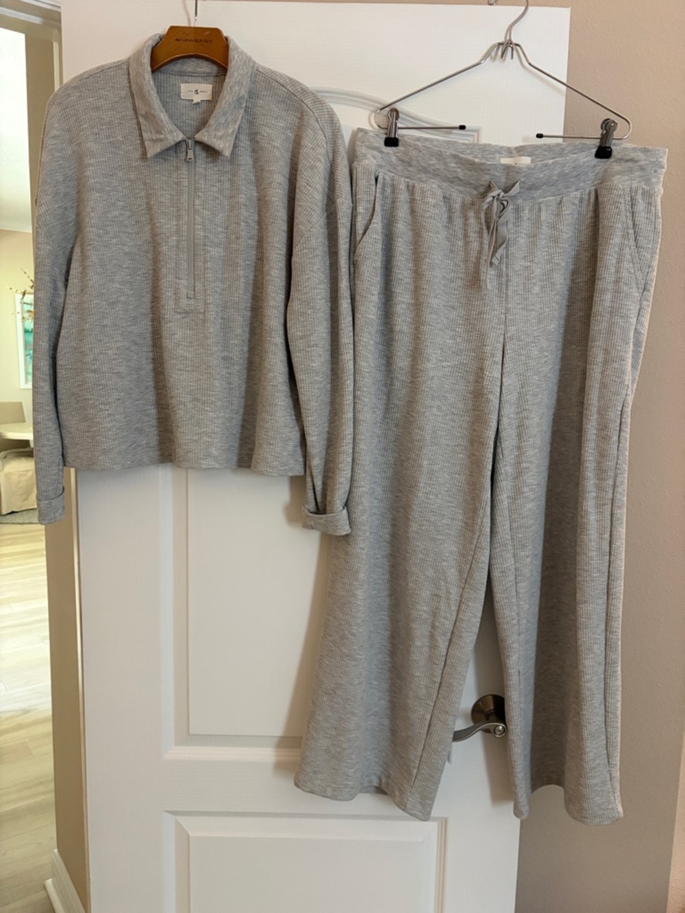 Cozy Light Gray Knit Loungewear Set